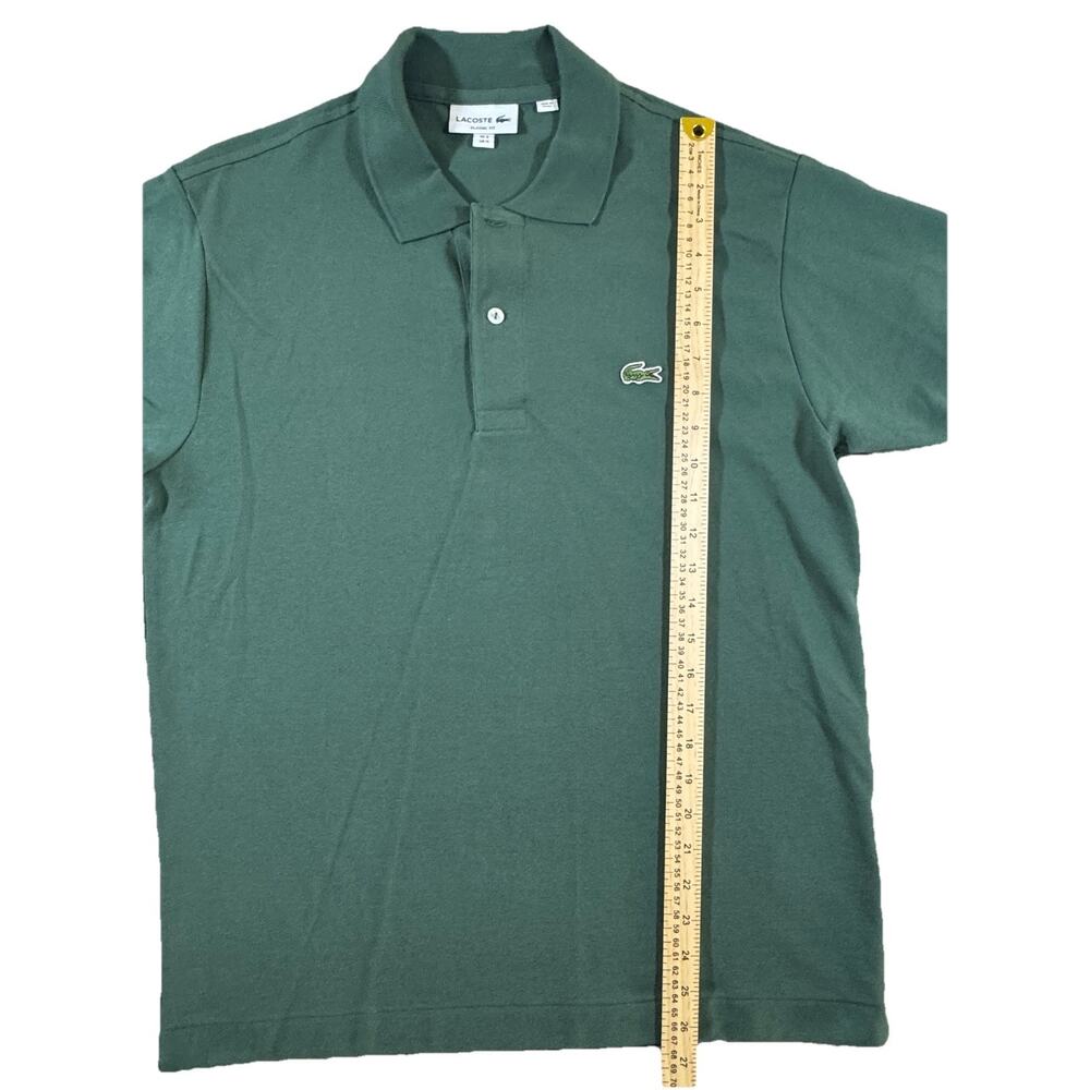 Lacoste Green Polo Shirt Men’s Size 4 Medium Classic Crocodile Logo Cotton Pique - Picture 4 of 13